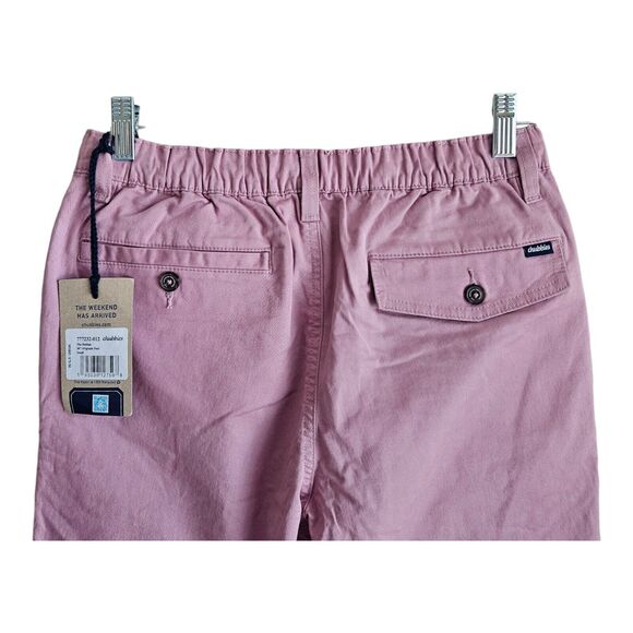 CHUBBIES Men S Pants Dahlias Pink Straight Chinos Zipper Elastic Logo 27x30 NEW - Picture 6 of 9
